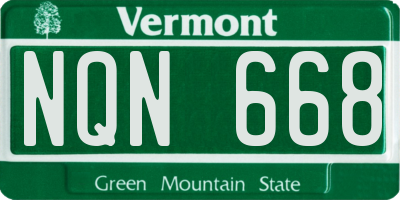 VT license plate NQN668