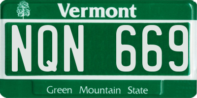 VT license plate NQN669