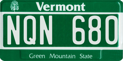VT license plate NQN680