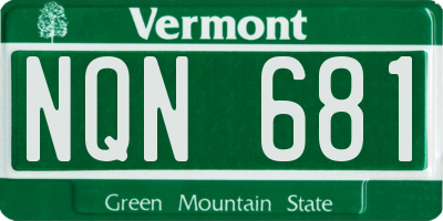 VT license plate NQN681