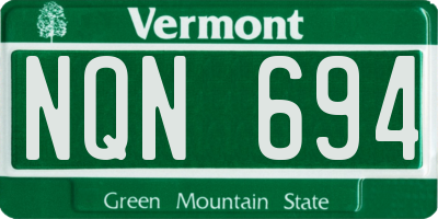 VT license plate NQN694