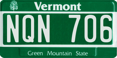 VT license plate NQN706