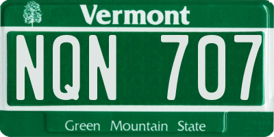 VT license plate NQN707