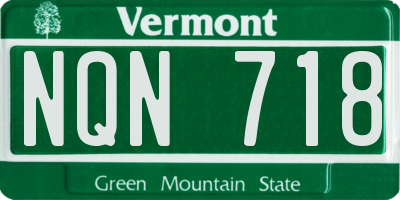 VT license plate NQN718
