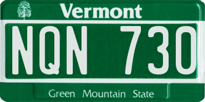 VT license plate NQN730