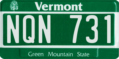 VT license plate NQN731