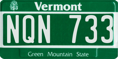 VT license plate NQN733