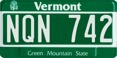 VT license plate NQN742