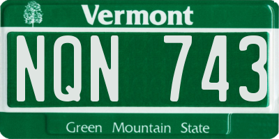 VT license plate NQN743
