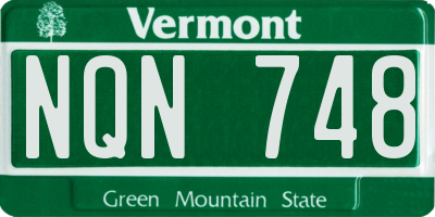 VT license plate NQN748