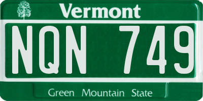 VT license plate NQN749