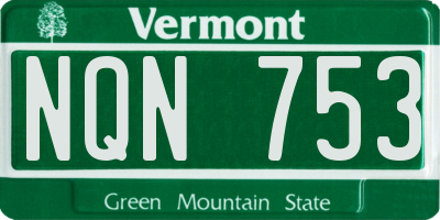 VT license plate NQN753