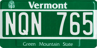VT license plate NQN765