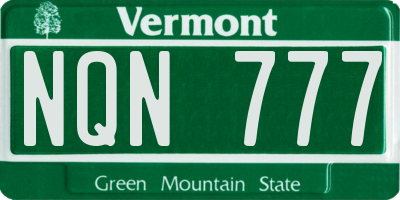 VT license plate NQN777