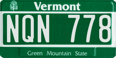 VT license plate NQN778