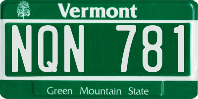 VT license plate NQN781