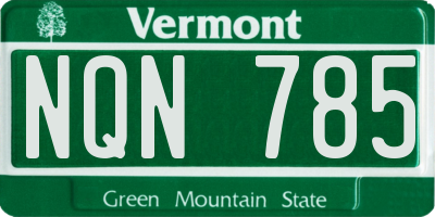 VT license plate NQN785