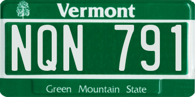 VT license plate NQN791