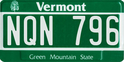 VT license plate NQN796