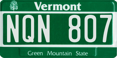 VT license plate NQN807