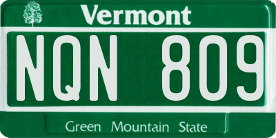 VT license plate NQN809