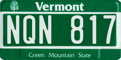 VT license plate NQN817