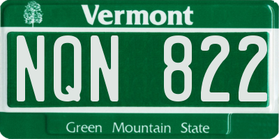 VT license plate NQN822