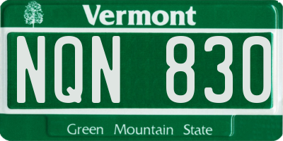 VT license plate NQN830
