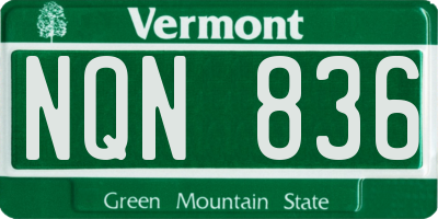 VT license plate NQN836