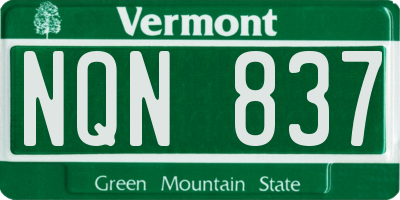 VT license plate NQN837
