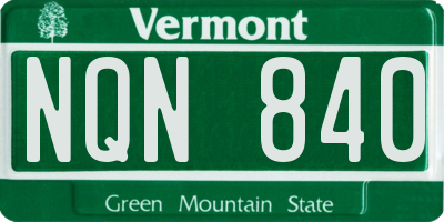 VT license plate NQN840