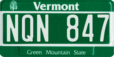 VT license plate NQN847