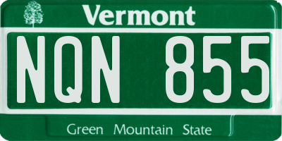 VT license plate NQN855