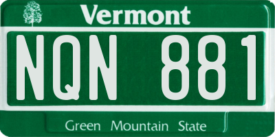 VT license plate NQN881