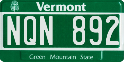 VT license plate NQN892
