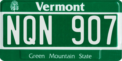 VT license plate NQN907