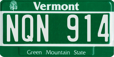 VT license plate NQN914