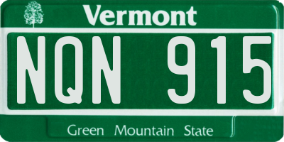 VT license plate NQN915