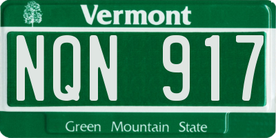 VT license plate NQN917