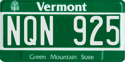 VT license plate NQN925