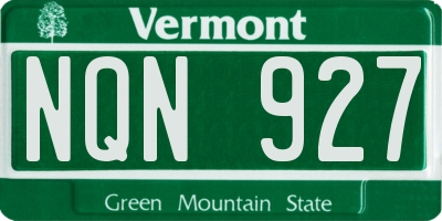 VT license plate NQN927