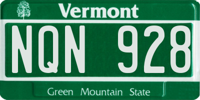 VT license plate NQN928