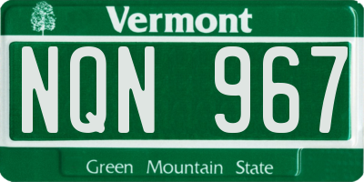 VT license plate NQN967