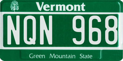 VT license plate NQN968