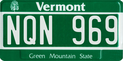 VT license plate NQN969