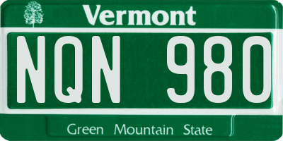VT license plate NQN980