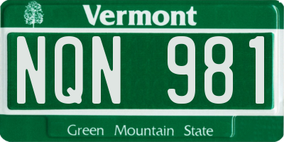 VT license plate NQN981