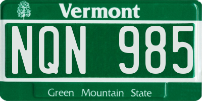 VT license plate NQN985