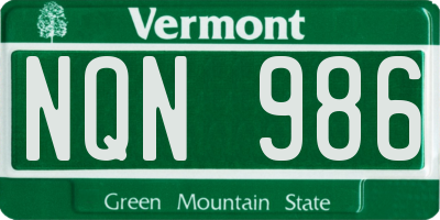 VT license plate NQN986