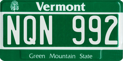 VT license plate NQN992